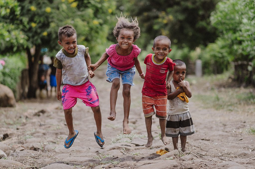 Happy kids on flores